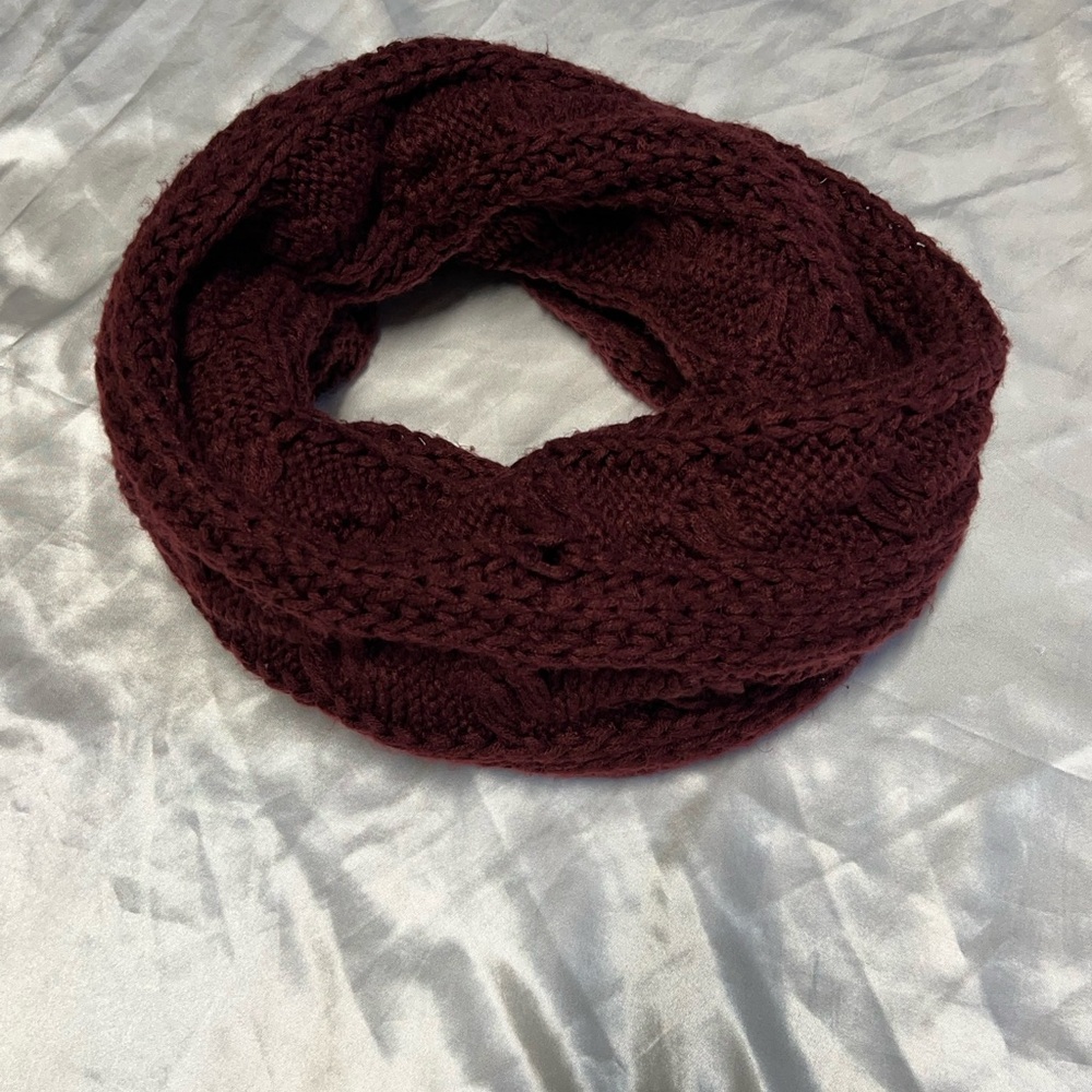 Cozy Burgundy Knit Infinity Scarf